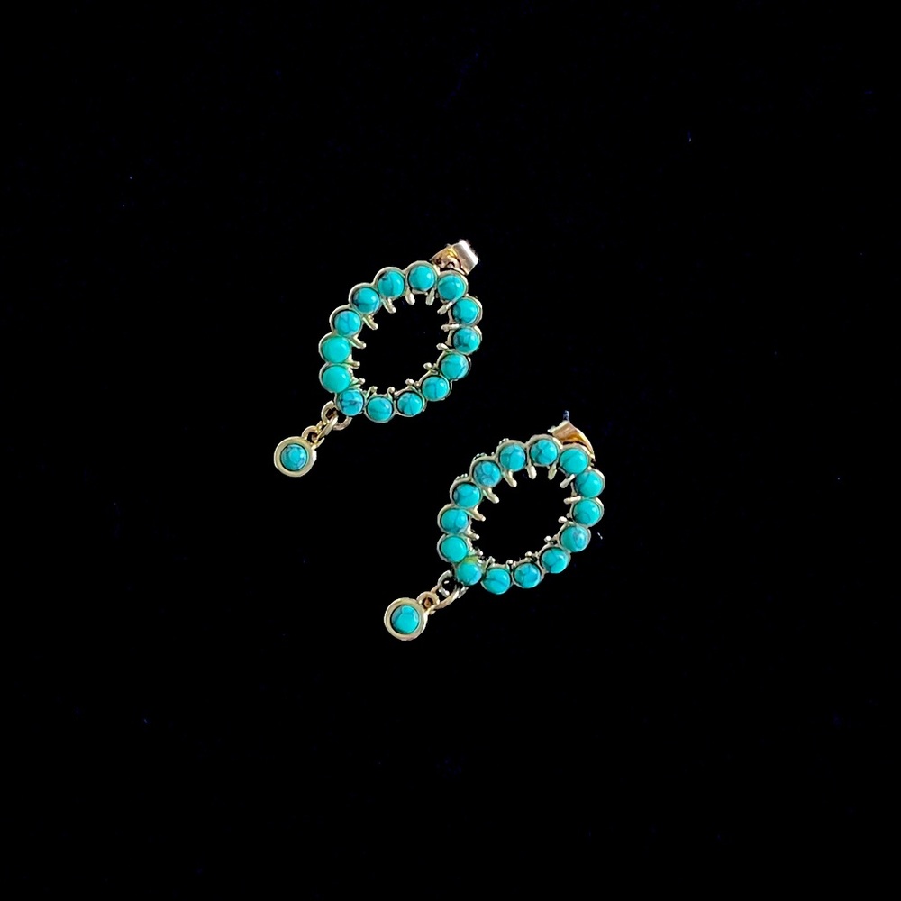 NEW Lulu Frost Piazza Short Post Drop Earring Turquoise Gold-Tone